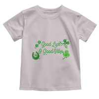 St. Patrick's Day Toddler T Shirt Good Luck And Good Vibes Shamrock Coquette Bow