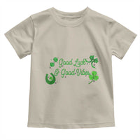 St. Patrick's Day Toddler T Shirt Good Luck And Good Vibes Shamrock Coquette Bow