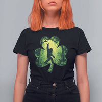 Funny St. Patrick's Day Bigfoot T Shirt For Women Sasquatch Shamrock Irish