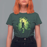 Funny St. Patrick's Day Bigfoot T Shirt For Women Sasquatch Shamrock Irish