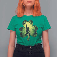 Funny St. Patrick's Day Bigfoot T Shirt For Women Sasquatch Shamrock Irish