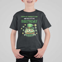 Funny St. Patrick's Day And Birthday T Shirt For Kid Shamrock Cupcake Leprechaun