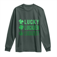 Funny St. Patrick's Day Weed Long Sleeve Shirt Lucky Luckiest Cannabis Shamrock