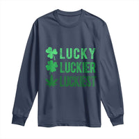Funny St. Patrick's Day Weed Long Sleeve Shirt Lucky Luckiest Cannabis Shamrock