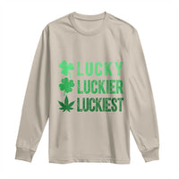 Funny St. Patrick's Day Weed Long Sleeve Shirt Lucky Luckiest Cannabis Shamrock