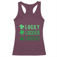 Funny St. Patrick's Day Weed Racerback Tank Top Lucky Luckiest Cannabis Shamrock