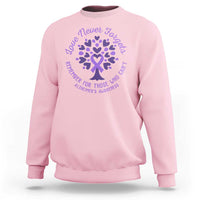 Alzheimer Awareness Sweatshirt Love Never Forgets Remember For Those Who Cannot Purple Ribbon - Wonder Print Shop