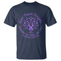 Alzheimer Awareness T Shirt Love Never Forgets Remember For Those Who Cannot Purple Ribbon - Wonder Print Shop