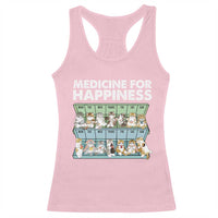Mental Health Racerback Tank Top Medicine Fot Happiness Cute Cat
