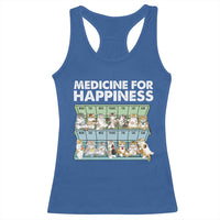 Mental Health Racerback Tank Top Medicine Fot Happiness Cute Cat