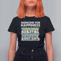 Mental Health T Shirt For Women Medicine Fot Happiness Cute Cat