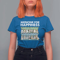 Mental Health T Shirt For Women Medicine Fot Happiness Cute Cat
