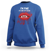 Halloween Sweatshirt Vampire Blood Lip I'm Fine It's Not My Blood - Wonder Print Shop