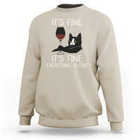 Cat Lover Sweatshirt It's Fine I'm Fine Everything is Fine Funny Black Cat - Wonder Print Shop