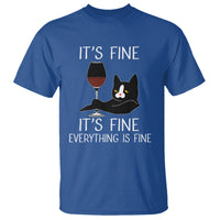 Cat Lover T Shirt It's Fine I'm Fine Everything is Fine Funny Black Cat - Wonder Print Shop