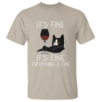 Cat Lover T Shirt It's Fine I'm Fine Everything is Fine Funny Black Cat - Wonder Print Shop