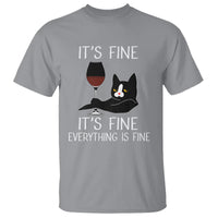 Cat Lover T Shirt It's Fine I'm Fine Everything is Fine Funny Black Cat - Wonder Print Shop