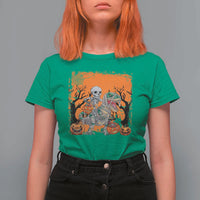 Funny Halloween Skeleton Riding Dinosaur T Shirt For Women - Wonder Print Shop