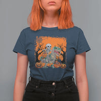 Funny Halloween Skeleton Riding Dinosaur T Shirt For Women - Wonder Print Shop