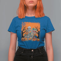 Funny Halloween Skeleton Riding Dinosaur T Shirt For Women - Wonder Print Shop