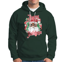 Christmas Hoodie Black Happy Holidays African American Santa - Wonder Print Shop