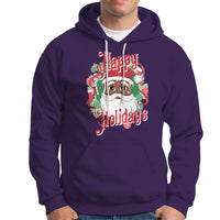 Christmas Hoodie Black Happy Holidays African American Santa - Wonder Print Shop