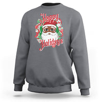 Christmas Sweatshirt Black Happy Holidays African American Santa - Wonder Print Shop