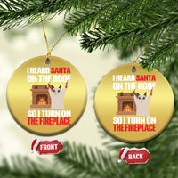 Funny Xmas Cat Christmas Ornament Cat Turned On The Fireplace - Wonder Print Shop