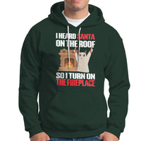 Cat Hates Santa Turned On The Fireplace Funny Christmas Hoodie - Wonder Print Shop