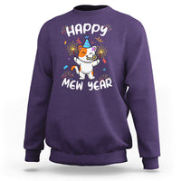 Happy Mew Year Funny Cat New Years Eve Party Firework Sweatshirt - Wonder Print Shop