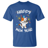 Happy Mew Year Funny Cat New Years Eve Party Firework T Shirt - Wonder Print Shop