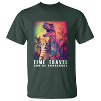 Selfie Cat Time Travel Can Be Dangerous Dinosaur Funny T Shirt - Wonder Print Shop