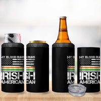Irish American Pride 4 in 1 Can Cooler Tumbler My Blood Runs Ireland America Flag