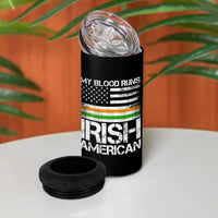 Irish American Pride 4 in 1 Can Cooler Tumbler My Blood Runs Ireland America Flag