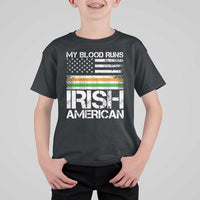 Irish American Pride T Shirt For Kid My Blood Runs Ireland America Flag
