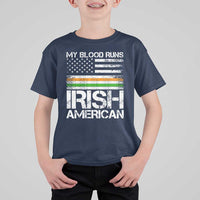 Irish American Pride T Shirt For Kid My Blood Runs Ireland America Flag