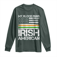 Irish American Pride Long Sleeve Shirt My Blood Runs Ireland America Flag
