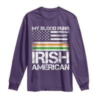 Irish American Pride Long Sleeve Shirt My Blood Runs Ireland America Flag
