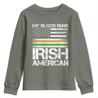 Irish American Pride Youth Sweatshirt My Blood Runs Ireland America Flag