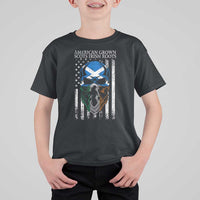 American Grown With Scots Irish Roots T Shirt For Kid American Ulster Scots Skull Flag