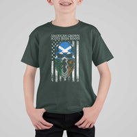 American Grown With Scots Irish Roots T Shirt For Kid American Ulster Scots Skull Flag