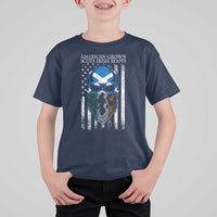 American Grown With Scots Irish Roots T Shirt For Kid American Ulster Scots Skull Flag
