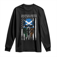 American Grown With Scots Irish Roots Long Sleeve Shirt American Ulster Scots Skull Flag