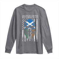 American Grown With Scots Irish Roots Long Sleeve Shirt American Ulster Scots Skull Flag