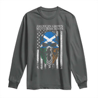 American Grown With Scots Irish Roots Long Sleeve Shirt American Ulster Scots Skull Flag