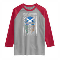 American Grown With Scots Irish Roots Raglan Shirt American Ulster Scots Skull Flag