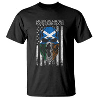 American Grown With Scots Irish Roots T Shirt American Ulster Scots Skull Flag