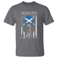American Grown With Scots Irish Roots T Shirt American Ulster Scots Skull Flag