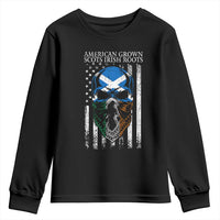 American Grown With Scots Irish Roots Youth Sweatshirt American Ulster Scots Skull Flag