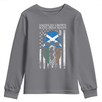 American Grown With Scots Irish Roots Youth Sweatshirt American Ulster Scots Skull Flag